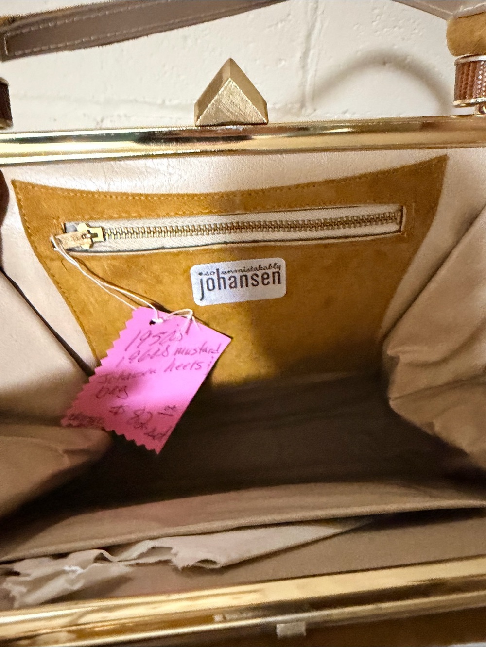 Vintage Mustard Suede and Tan Leather Shoulder Bag - Picture 3 of 3